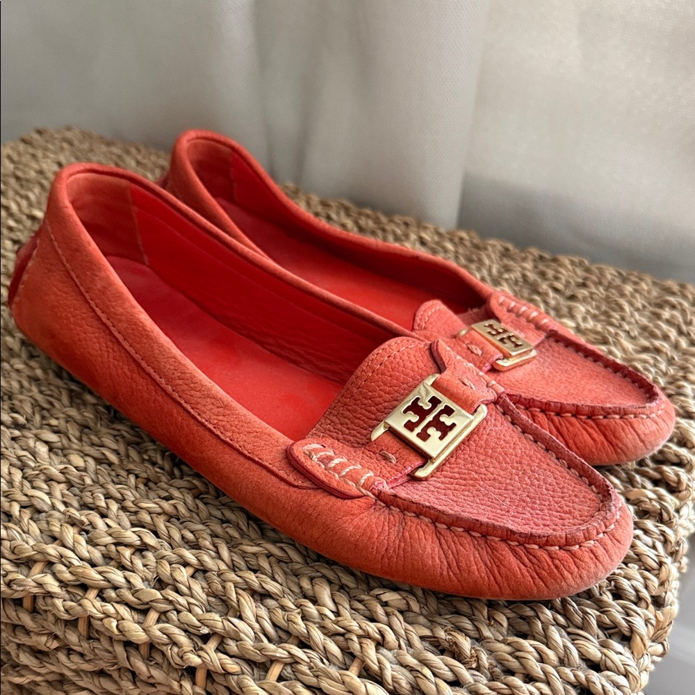 Tory Burch Orange Flats with Metallic Accent